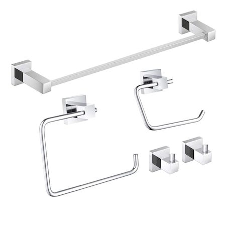 Kibi Cube 5-Piece Bathroom Hardware Set C-KBA15-5CH-4